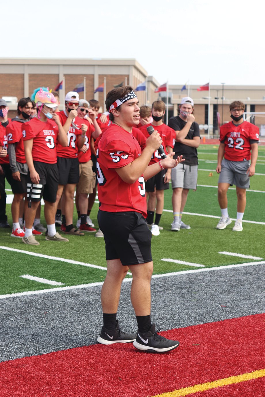 Southmont senior linebacker Riley Woodall provides a few words of inspiration ahead of Friday's Homecoming matchup with Lebanon.